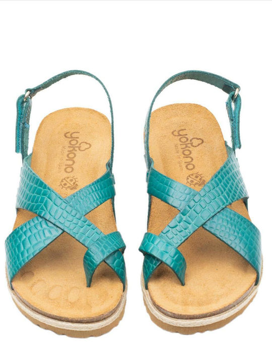 Women's Flat Sandals in Turquoise Color