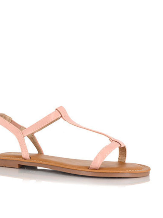 Malesa Women's Flat Sandals with Strap in Pink Color