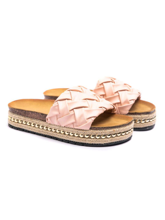 Malesa Women's Flat Sandals Flatforms in Pink Color