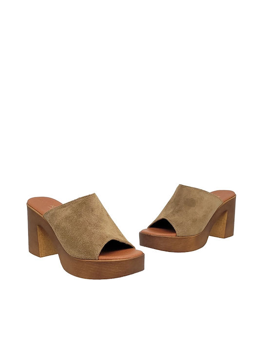 Ioannis Chunky Heel Mules Green