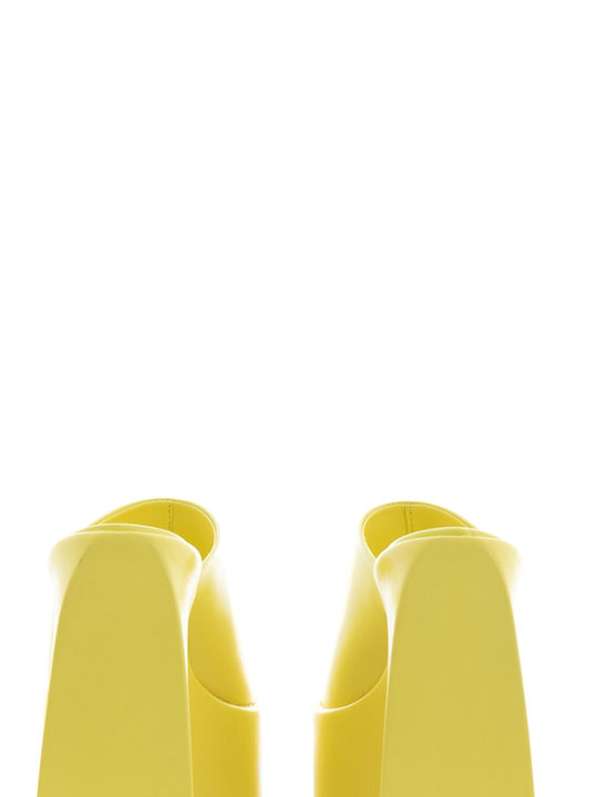 Carrano Mules με Χοντρό Ψηλό Τακούνι σε Κίτρινο Χρώμα