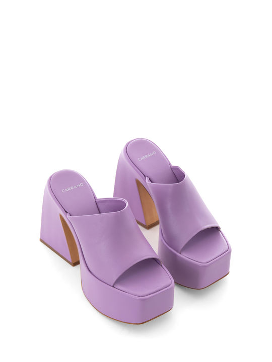 Carrano Chunky Heel Mules Lilac