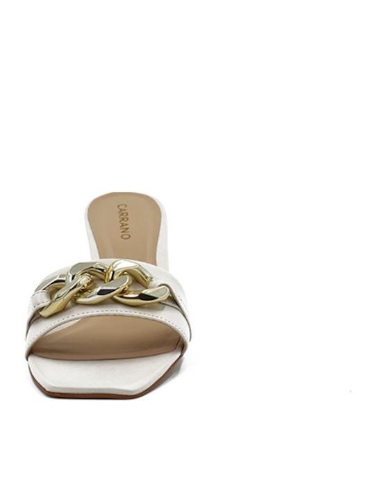 Leder Mules mit Dünn Hoch Absatz in Beige Farbe