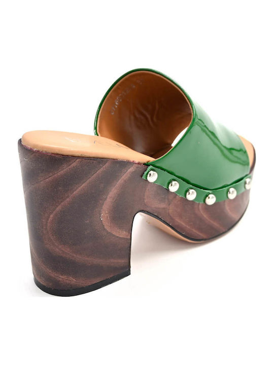 Collie Le Mules mit Chunky Hoch Absatz in Grün Farbe
