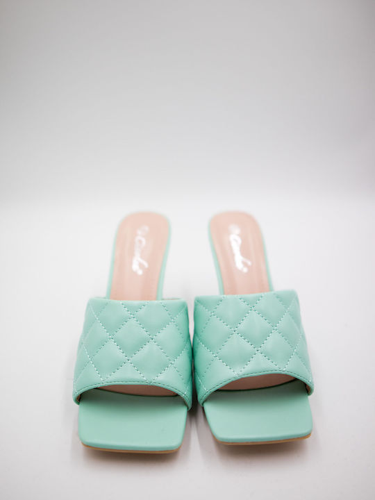 Warehouse Design Chunky Heel Mules Green