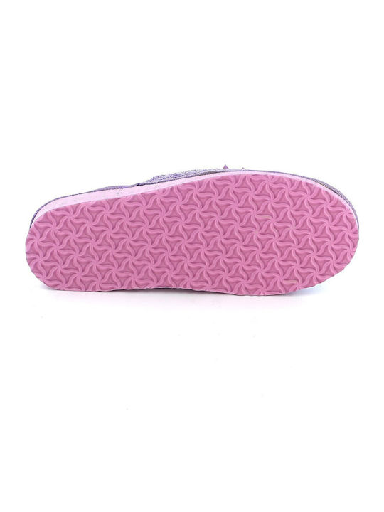 Frottee Winter Damen Hausschuhe Lila