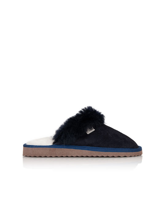 MRDline Women's Slippers with Fur Blue