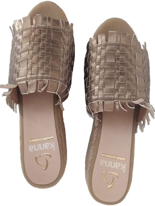 Women's Leather Platform Shoes Gold