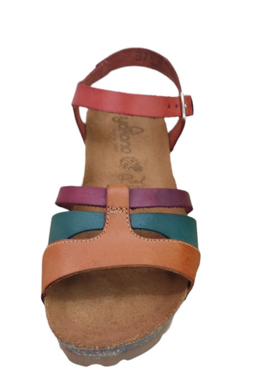 Yokono Anatomic Women's Leather Ankle Strap Platforms Multicolour