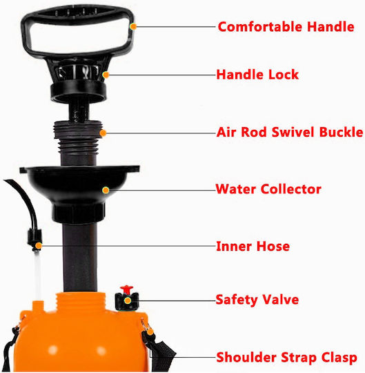 Pressure Sprayer with Capacity 10lt 4bar in Orange color