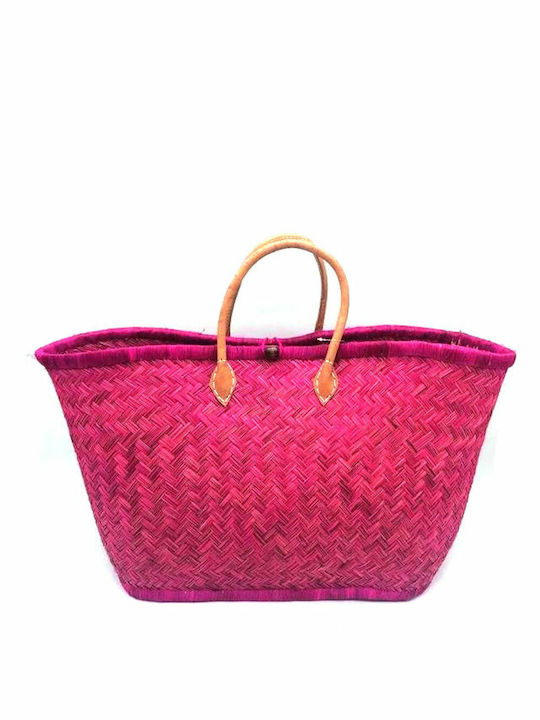 Pink Wicker Beach Bag