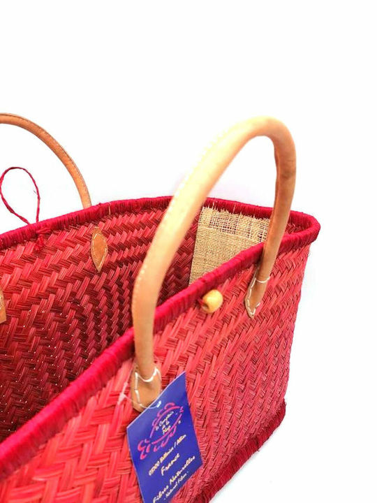 Straw Beach Bag Red