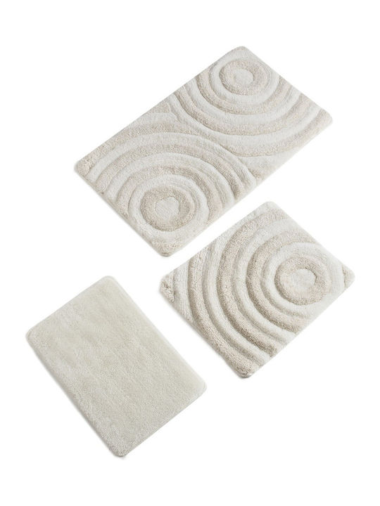 Bath Mats Set Wave 100% Ecru 3pcs