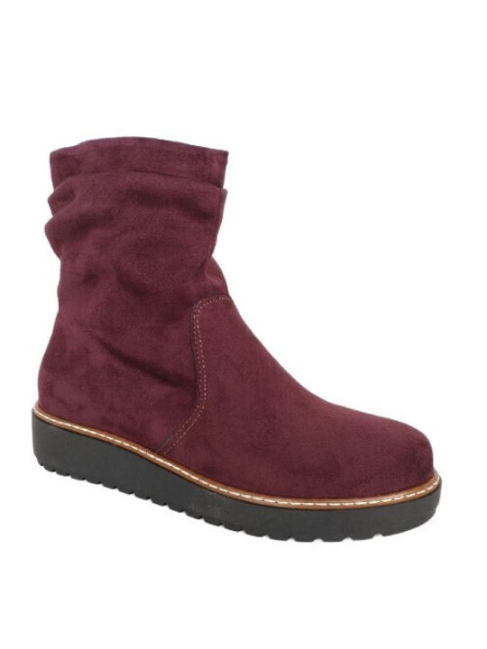 Ioannis Wildleder Damen Chelsea Stiefeletten Burgundisch