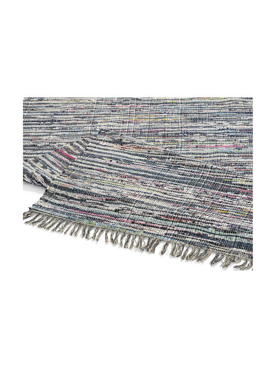 Handmade Rug Rectangular Summer Cotton with Fringes Gray