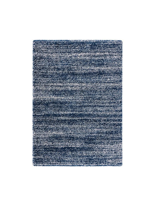 Saray Home Teppich Rechteckig Zottelig Synthetisch,Polyester/Cotton/Leather Blau