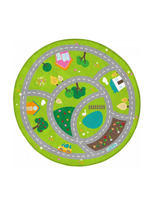 Kids Synthetic Rug Road Round 100cm