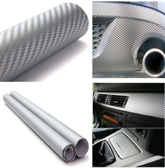 Car Protective Stickers Carbon in Silver Color 1pcs