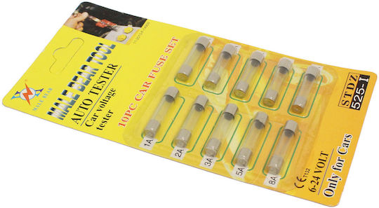 Car Fuse Set Glass Rounds 10pcs
