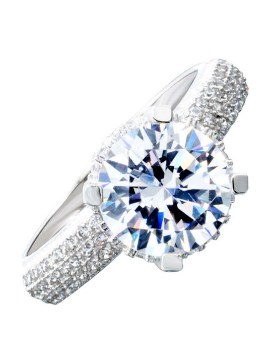 Single Stone Ring In 14K White Gold