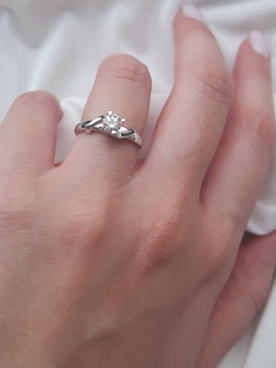 Single Stone Ring From 9K White Gold Single Stone Ring From 9K White Gold