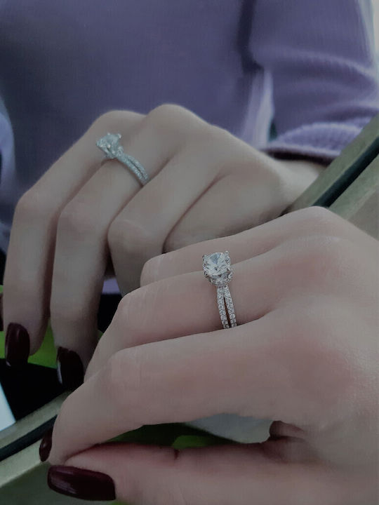 Single Stone Ring From 9K White Gold Single Stone Ring From 9K White Gold