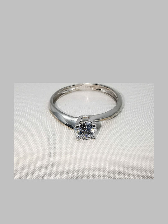 Kosmima1 Einzelner Steine Ring aus Weißgold 14K