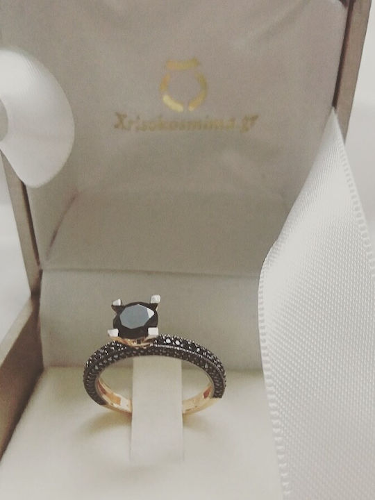 Inel Din Aur Roz 14K Cu Zirconiu