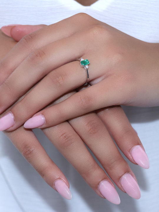 Single Stone Ring In 18K White Gold Single Stone Ring In 18K White Gold