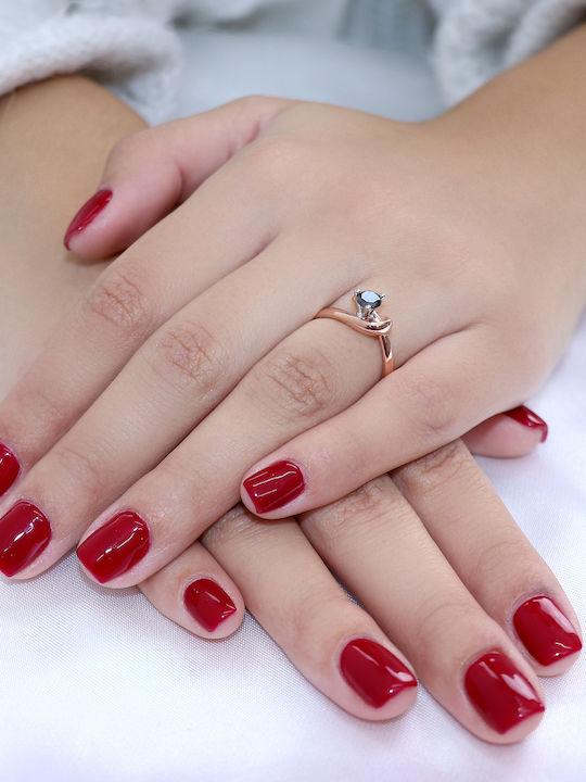 Einzelstein aus Roségold 18K mit Diamant