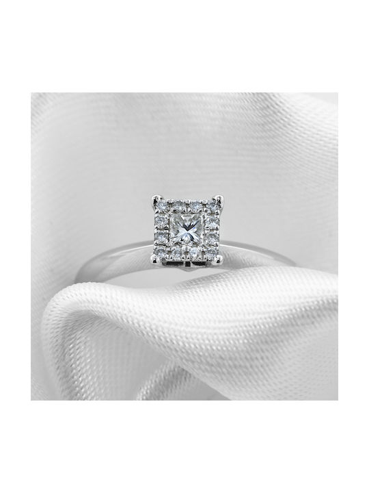 Single Stone from White Gold 18K with Diamond