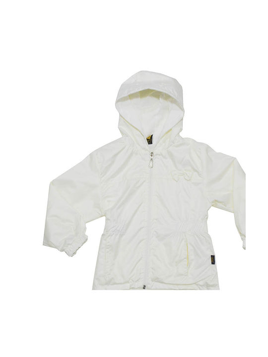 Else Windproof Girls Sports Jacket Ecru with Ηood