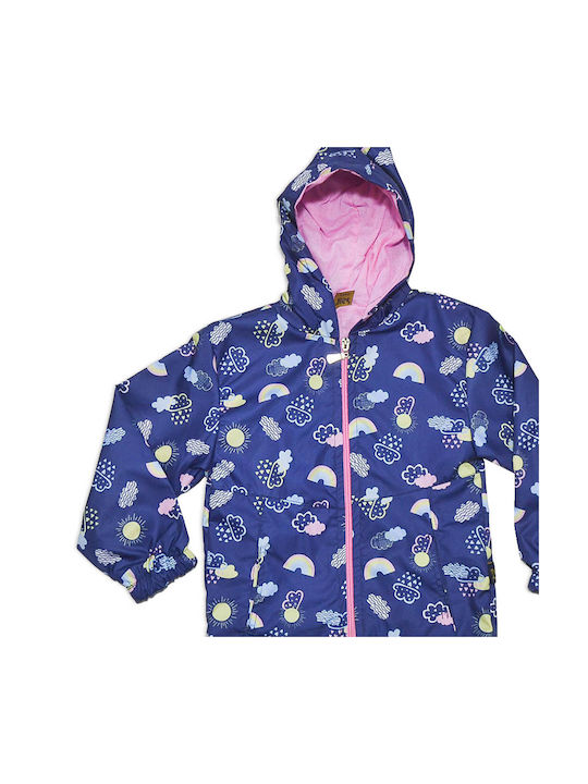 Else Windproof Girls Sports Jacket Blue with Ηood