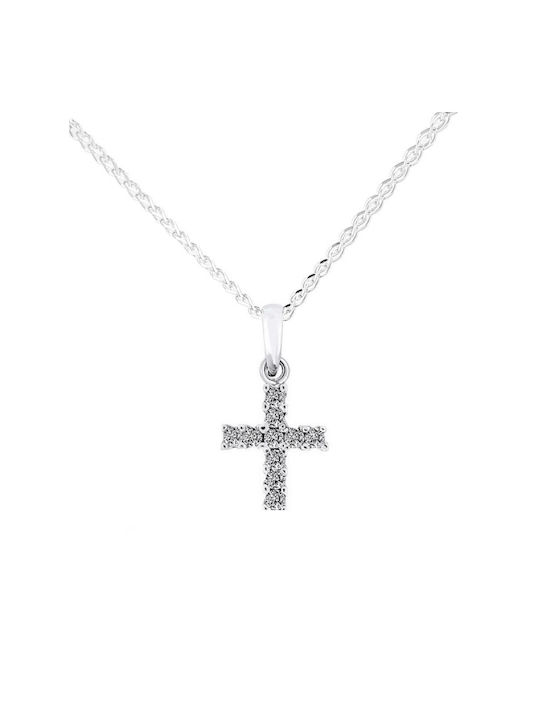 Child Safety Pin made of White Gold 14K with Cross