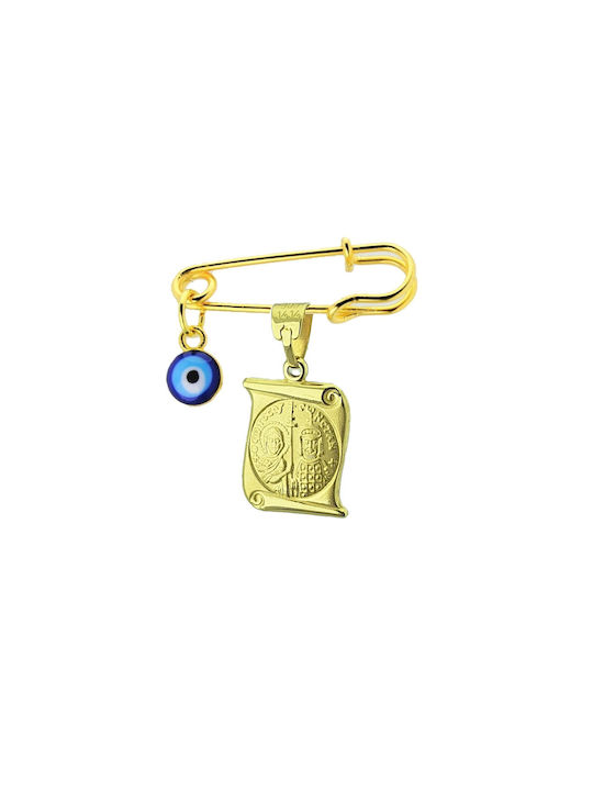 Papadopoulos Gold Kinder Sicherheitsnadel aus Gold und Weißgold 14K mit Konstantinato