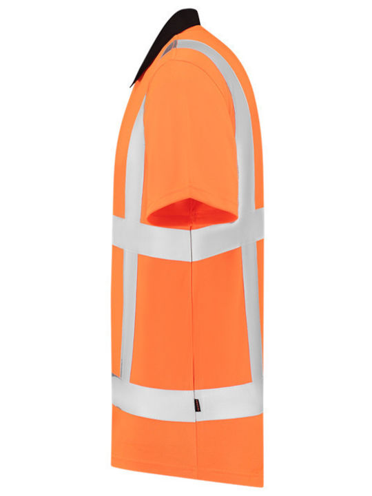 Tricorp Bărbătească Mâneci scurte Bluză de Lucru Polo Portocaliu cu Benzi Reflective