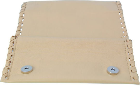 PO.S Lederne Tabaktasche Beige mit Verschluss 16.5x7.5cm