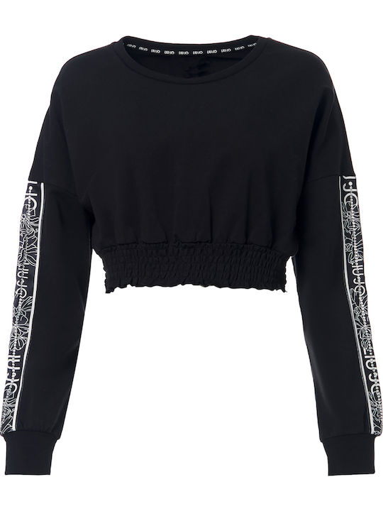 Kurzgeschnitten Damen Sweatshirtjacke Schwarz