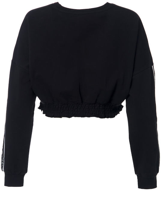 Kurzgeschnitten Damen Sweatshirtjacke Schwarz