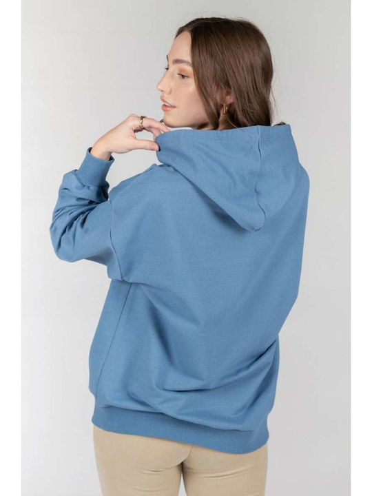 Sweatshirt Γυναικείο Φούτερ με Κουκούλα Μπλε