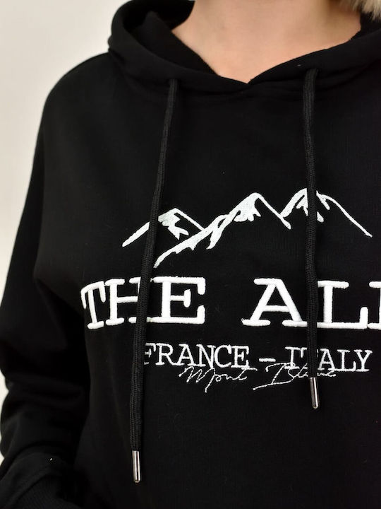 The Alps Damen Sweatshirt Kapuzen Schwarz