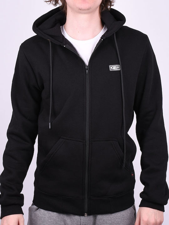 Clever Men's Sweatshirt Jacket with Hood and Pockets Black