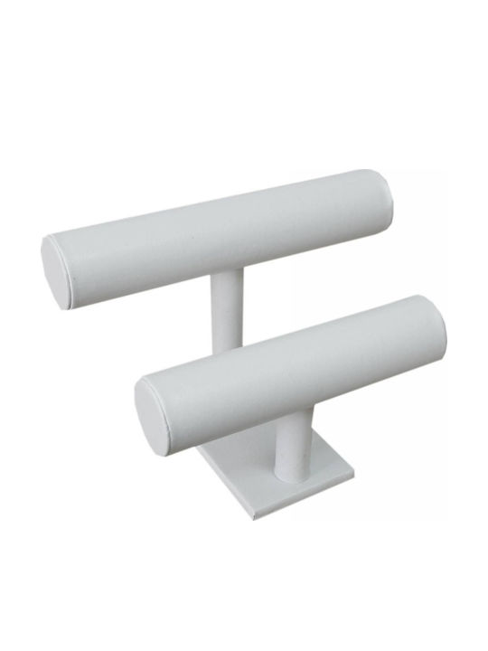 Tatu Moyo Jewellery Stand Made of White Faux Leather 26x13cm Tatu Moyo Jewellery Stand Made of White Faux Leather 26x13cm