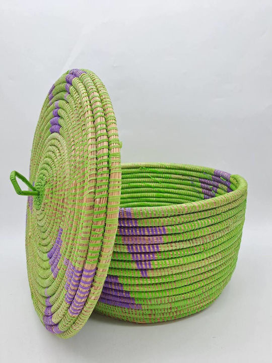 Декоративна кошница Слама с капак Green 28x20x31бр