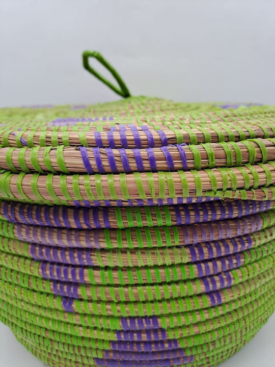 Декоративна кошница Слама с капак Green 28x20x31бр