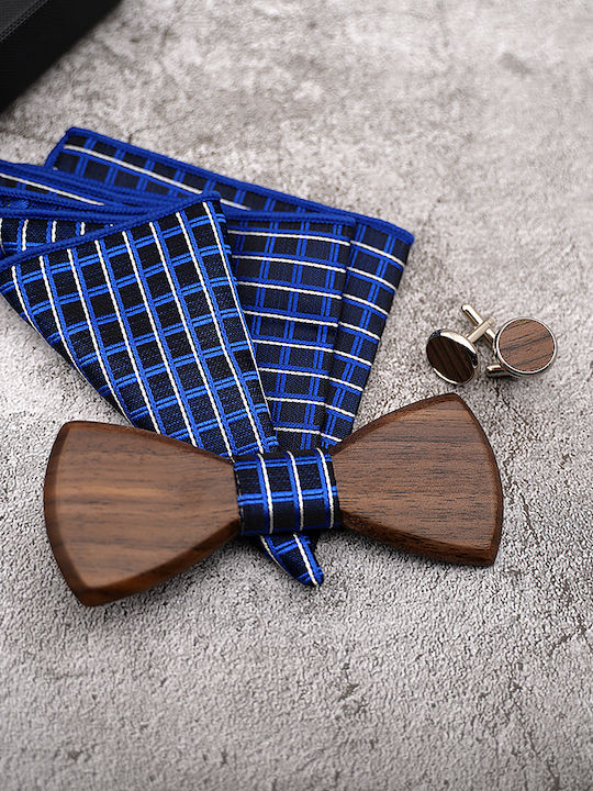 Set Fliege mit Taschentuch Blau