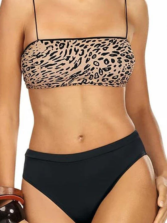 Set Bikini Μπουστάκι Animal Print Μαύρο
