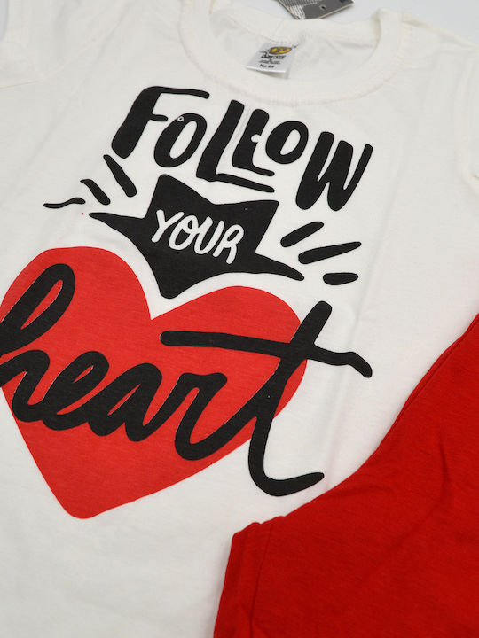 Prod "follow Your Heart" Set Top & Bottom Kids Pyjamas Ecru