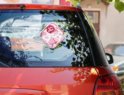 Girl Baby on Board Car Sign Pink with Suction Cup