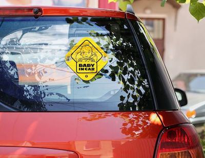 Boy / Girl Baby on Board Car Sign Yellow with Suction Cup